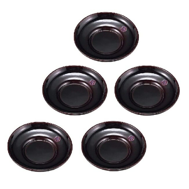 会津漆器・会津塗 溜 4.0ダルマ茶托 明月 (5枚入)