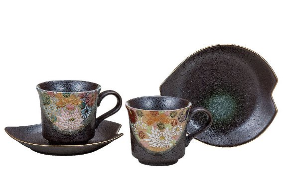 九谷焼 ペアコーヒー 花詰＜九谷焼 和食器 鉢 小鉢 人気 ギフト セット 贈り物 結婚祝い/内祝い/お返し＞