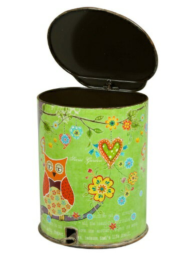 ブリキダストボックス フクロウモチーフ 300×355×275mm 鉄製