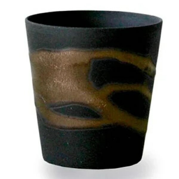 美濃焼 金流し ロックカップ（350cc）「金昇窯」田端繁道による、ひとつひとつ手造りの作品です。