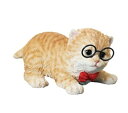 愛らしい猫のオブジェ 伊達メガネ猫 かわいいネコのオブジェ 高さ約10cm(インテリア 置物 プレゼント)