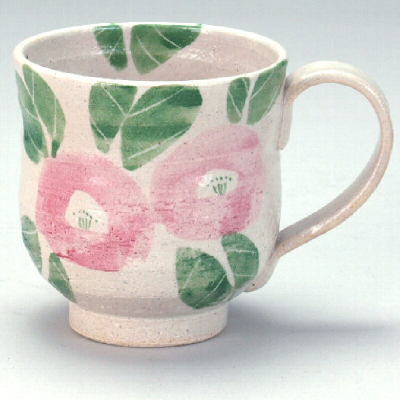 九谷焼 マグカップ ピンク椿