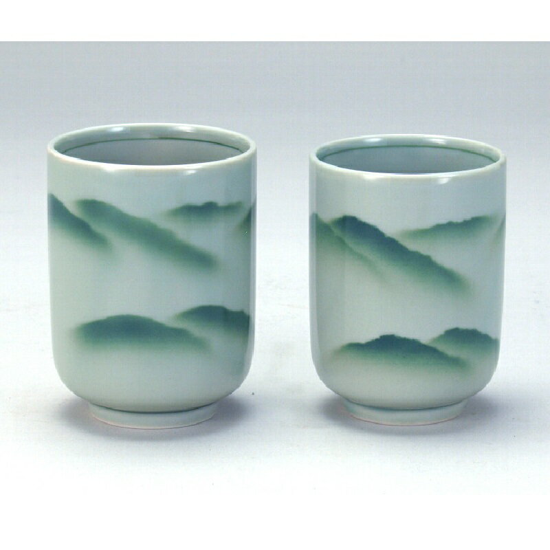 Kutani Ware - 九谷焼 組湯呑・青磁山