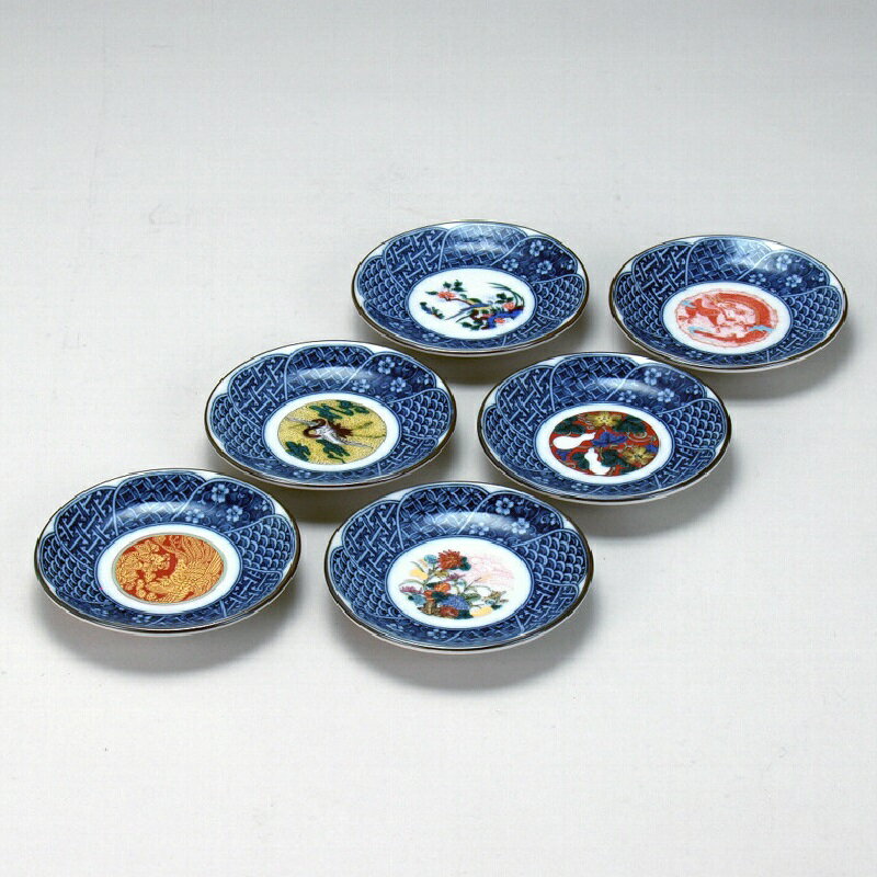 九谷焼 3.3号皿(6P) 時代絵 (6枚組)