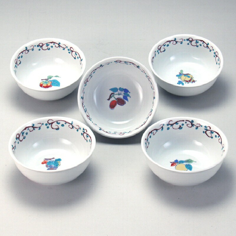 Shigaraki Ware - 九谷焼 4号小鉢揃 唐草果実 (5客組)