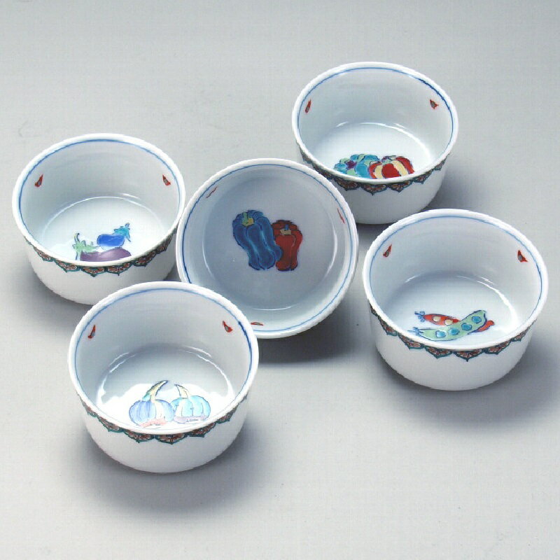 九谷焼 3号小鉢揃 小紋ベジタブル (5客組)