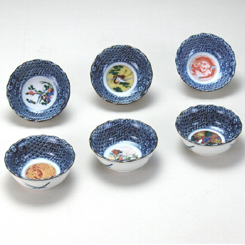 Kutani Ware - 九谷焼 3号小鉢揃 時代絵 (6客組)