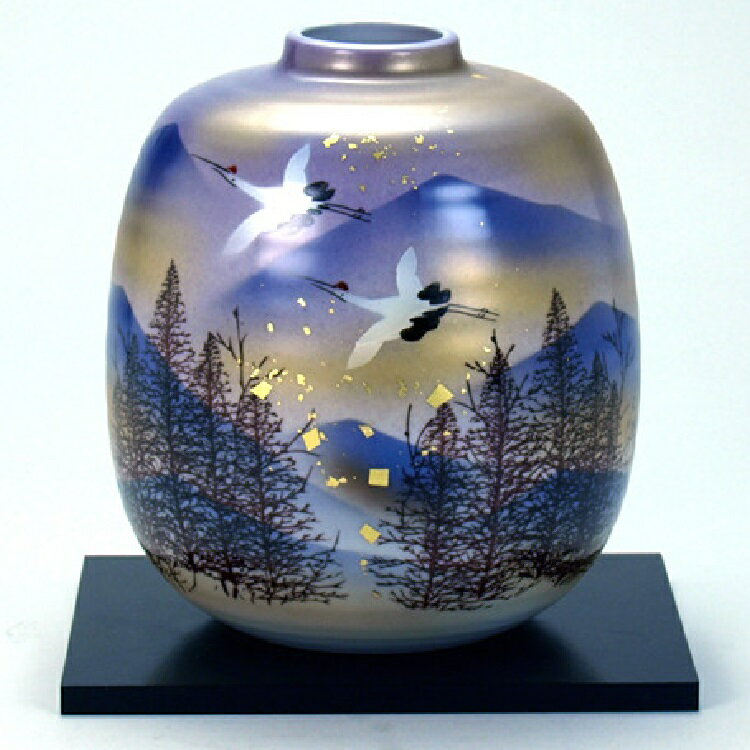 Crystal Products - 九谷焼 インテリア 花瓶・6号花瓶 金箔鶴木立連山（花台付）