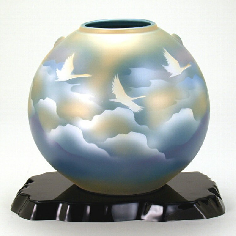 Rakuten - 九谷焼 インテリア 花瓶・7号花瓶 雲海鶴（花台付）
