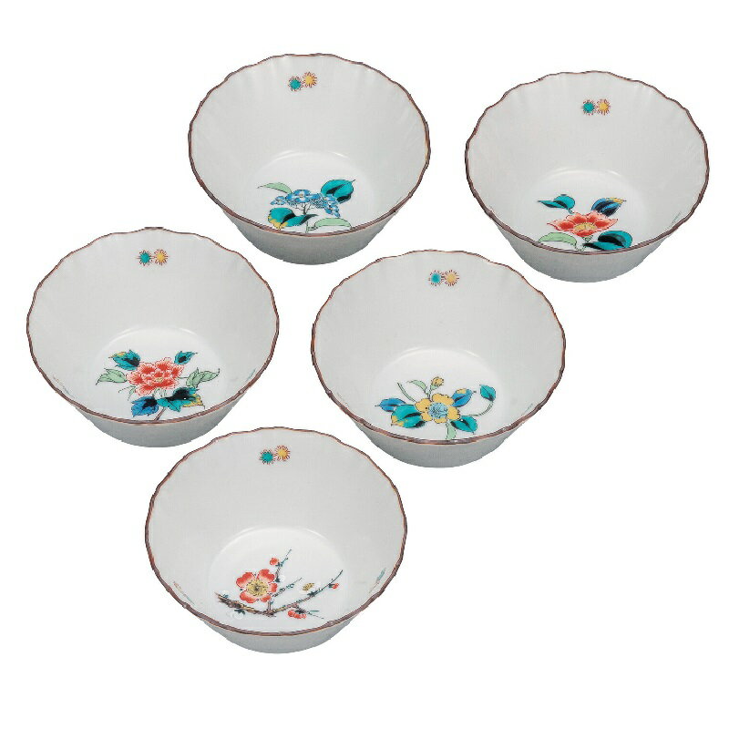Rakuten - 九谷焼 3.5号小鉢揃 草花絵変り (5客組)