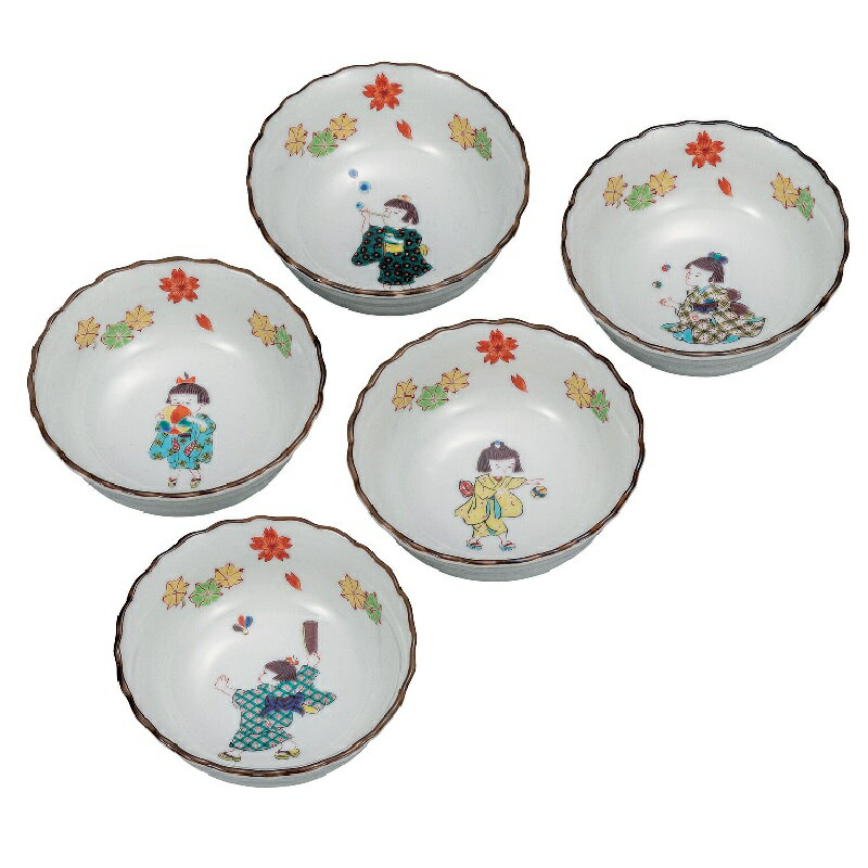 Rakuten - 九谷焼 4号小鉢揃 わらべ (5客組)