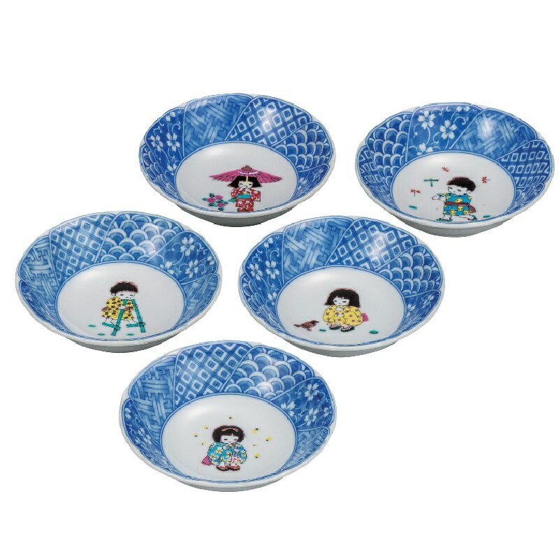 九谷焼 4.5号小鉢揃 わらべ (5客組)
