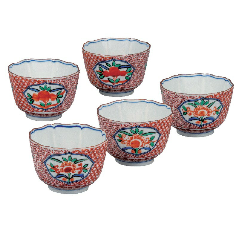 Kutani Ware - 九谷焼 3号小鉢揃 赤絵 (5客組)