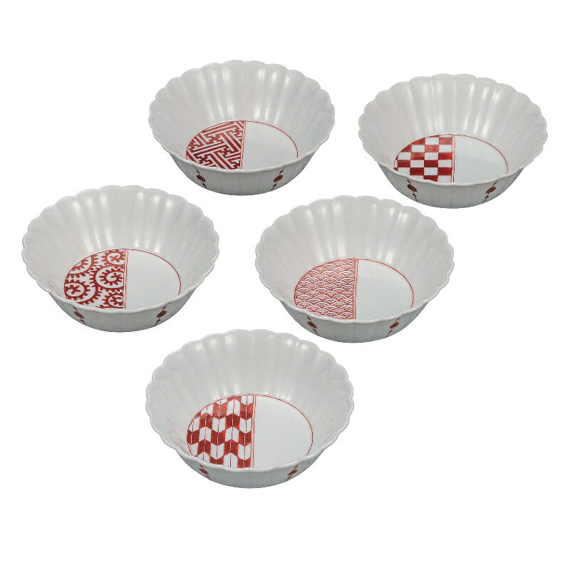 九谷焼 田中柚伎 5号小鉢揃 吉祥文様 (5客組)