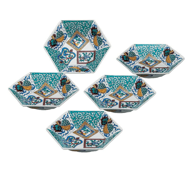 Kutani Ware - 九谷焼 6号小鉢揃 色絵宝紋 (5客組)