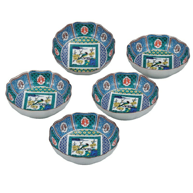 九谷焼 5.2号小鉢揃 古九谷梅に鳥 (5客組)