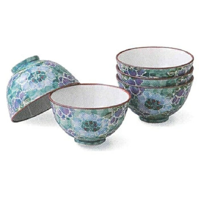 有田焼 茶碗揃 緑 彩牡丹 (5客組)