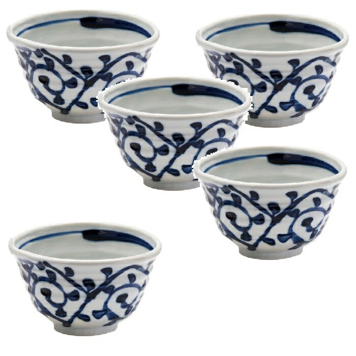 美濃焼 手描たこ唐草 変形大丼 (5客組)