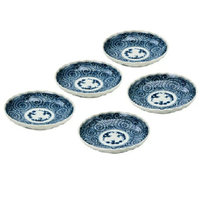 美濃焼 染付たこ唐草 小皿揃 (5枚組)