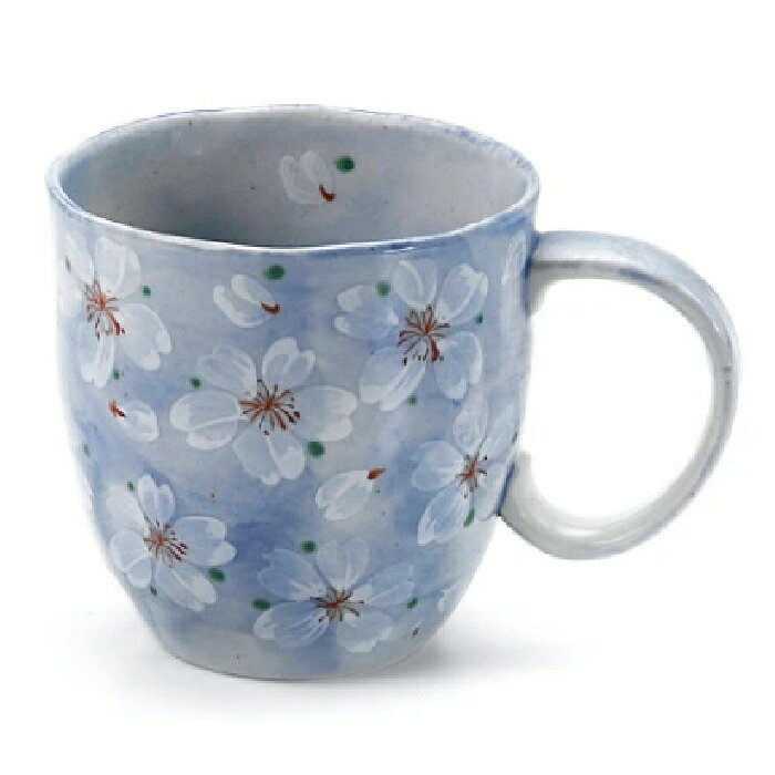 美濃焼 やよい花マグカップ 桜 ブルー