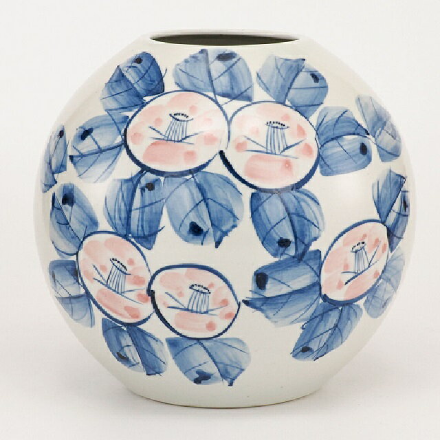 Rakuten - 日本の伝統工芸品【九谷焼】6号花瓶 染色山茶花