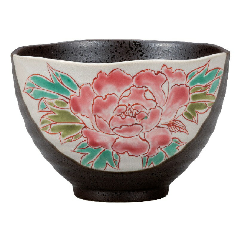 九谷焼 澤田郁美 茶漬碗 牡丹