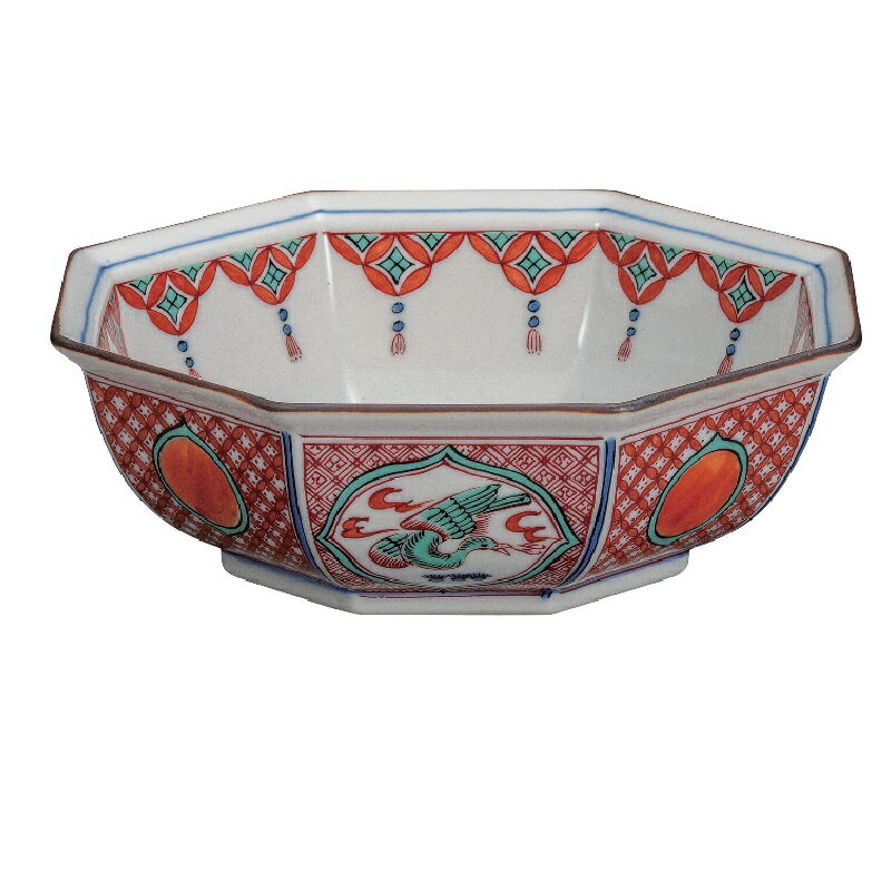 Kutani Ware - 九谷焼 5.5号鉢 瓔珞赤絵