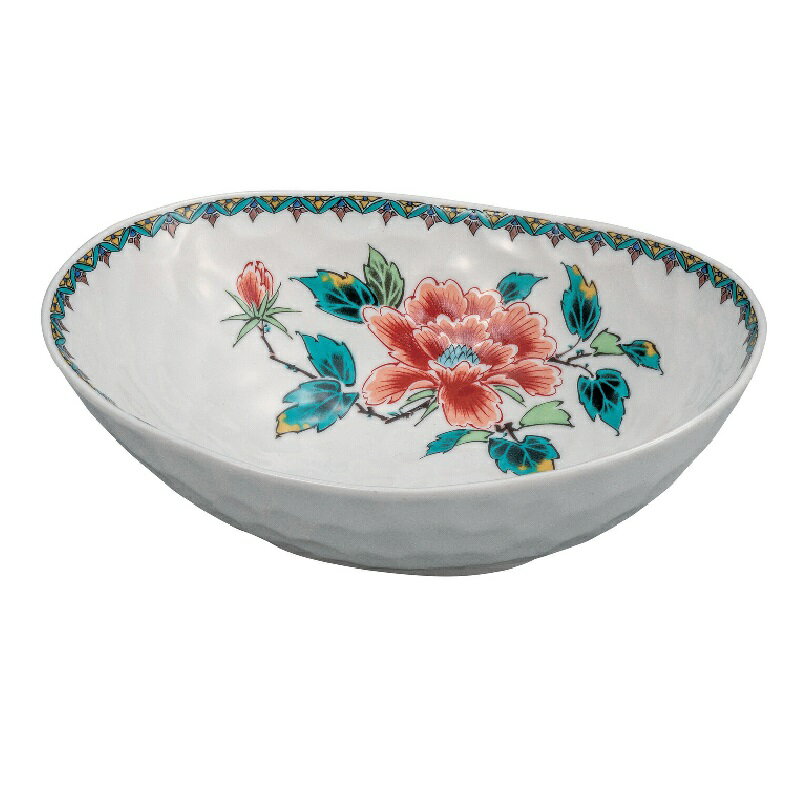 九谷焼 6号たまご鉢 赤牡丹