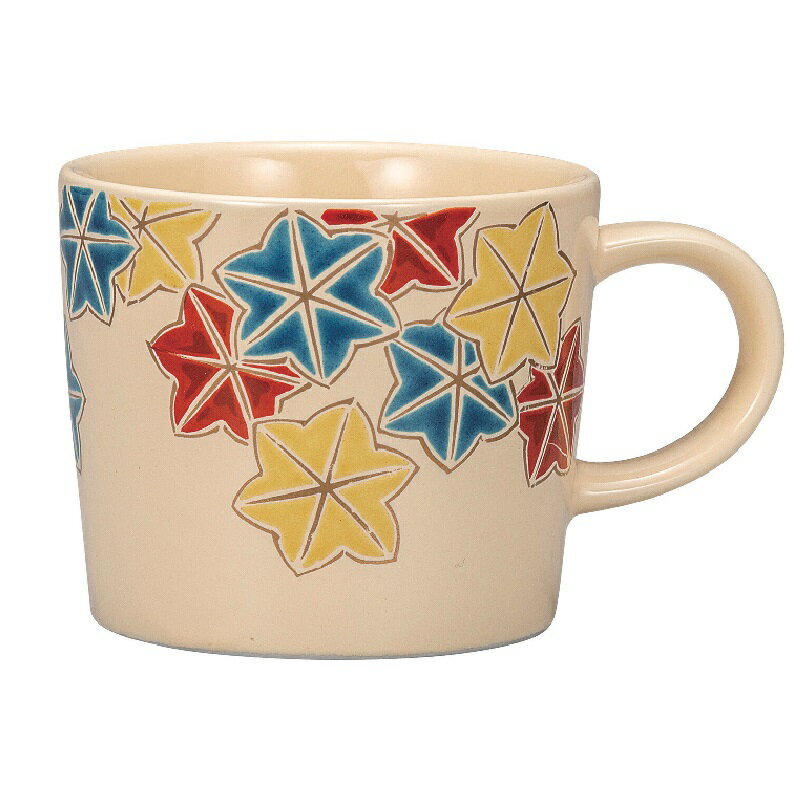 九谷焼 マグカップ アイボリーもみじ