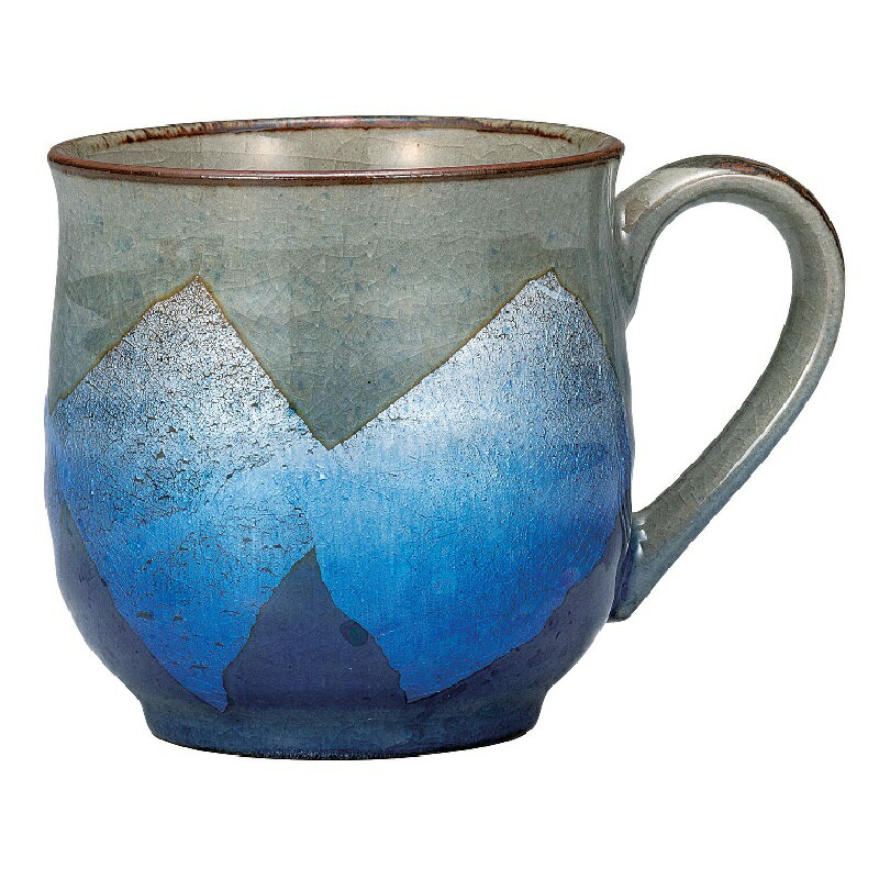 九谷焼 マグカップ 竜彩 銀彩 青