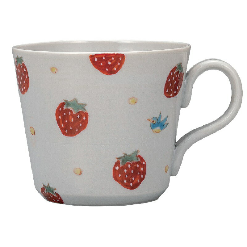 九谷焼 マグカップ・川合孝知 イチゴに小鳥