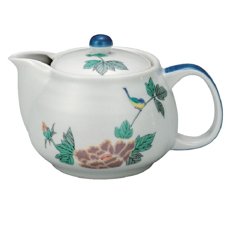 九谷焼 ポット急須 ・小鳥 網付 (容量360ml)