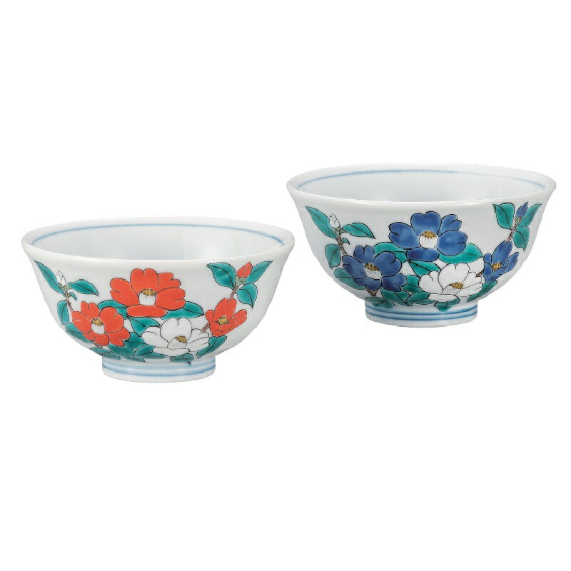 Kutani Ware - 九谷焼 組飯碗 新田智子 椿
