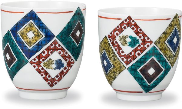 Kutani Ware - 九谷焼　組湯呑　石畳図＜九谷焼 和食器 鉢 小鉢 人気 ギフト セット 贈り物 結婚祝い/内祝い/お返し＞