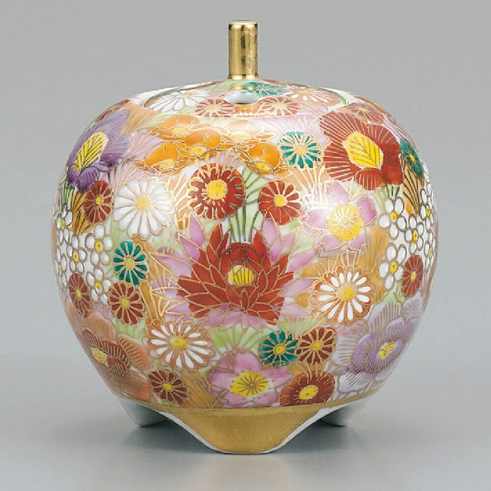 九谷焼 3号香炉 金花詰