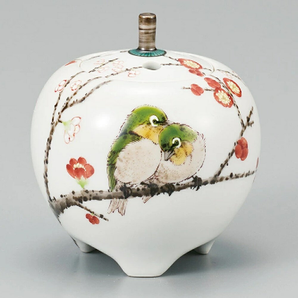 九谷焼 中村陶志人 3.5号香炉 紅葉に鳥