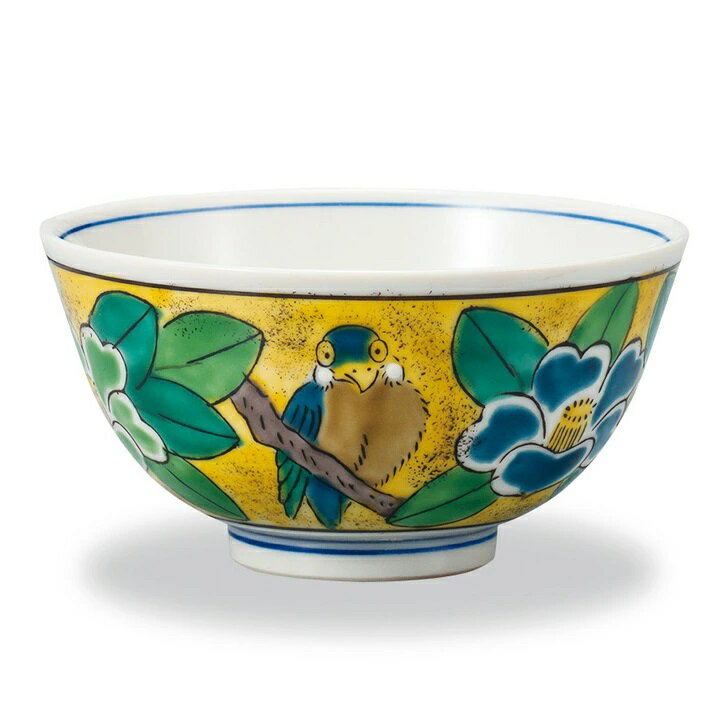 九谷焼 飯碗 吉田屋風山茶花