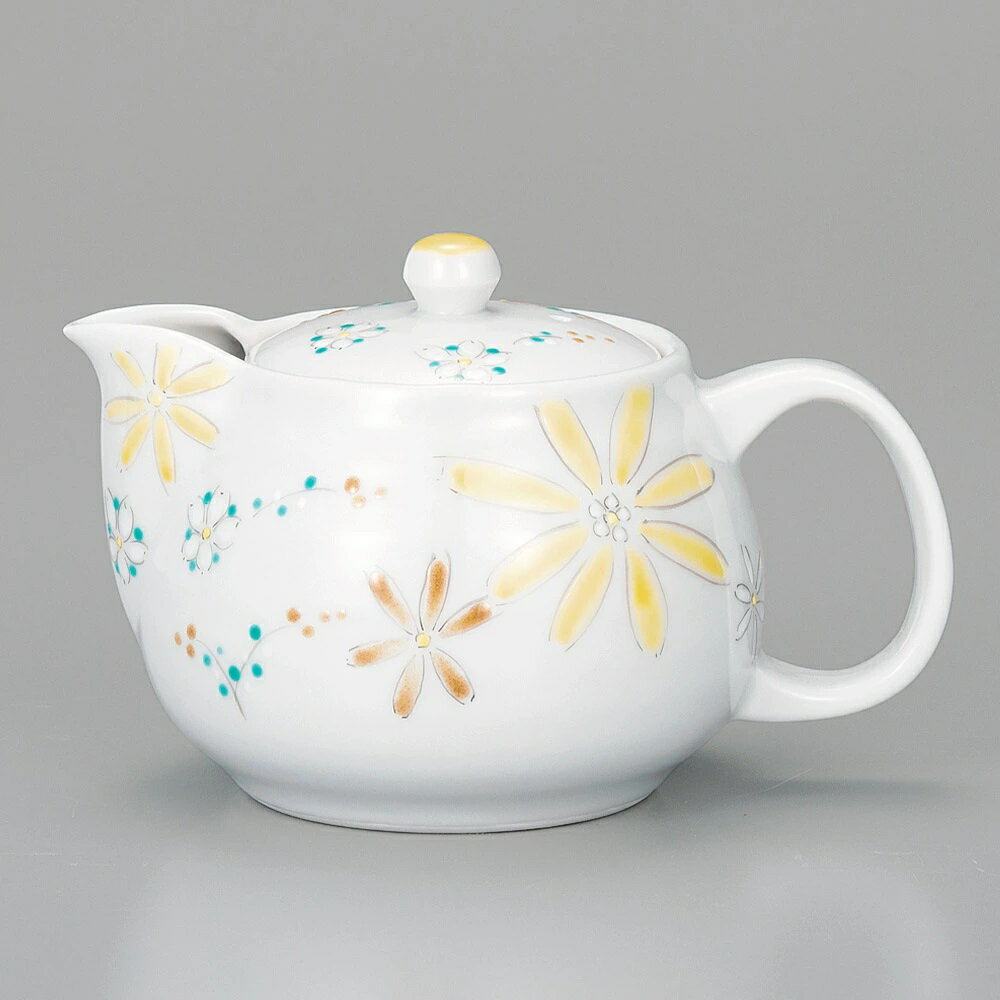 九谷焼 幸洋窯 ポット急須 色絵花文（黄） /茶こし付