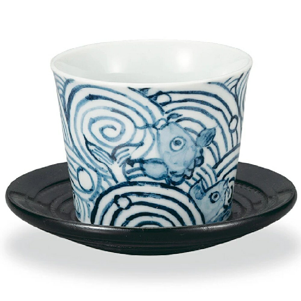 九谷焼 茶托付蕎麦猪口 鯉