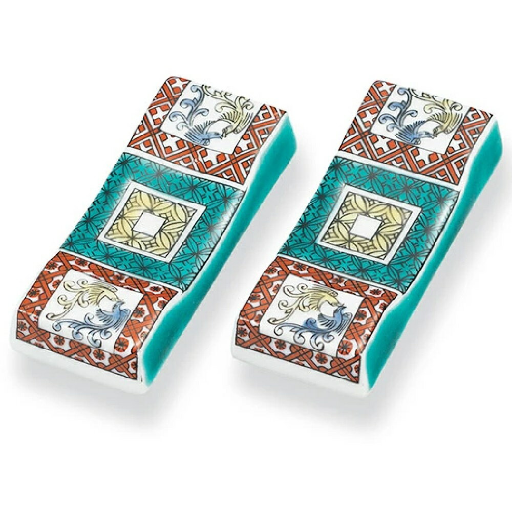 九谷焼 ペア長箸置 石畳の図