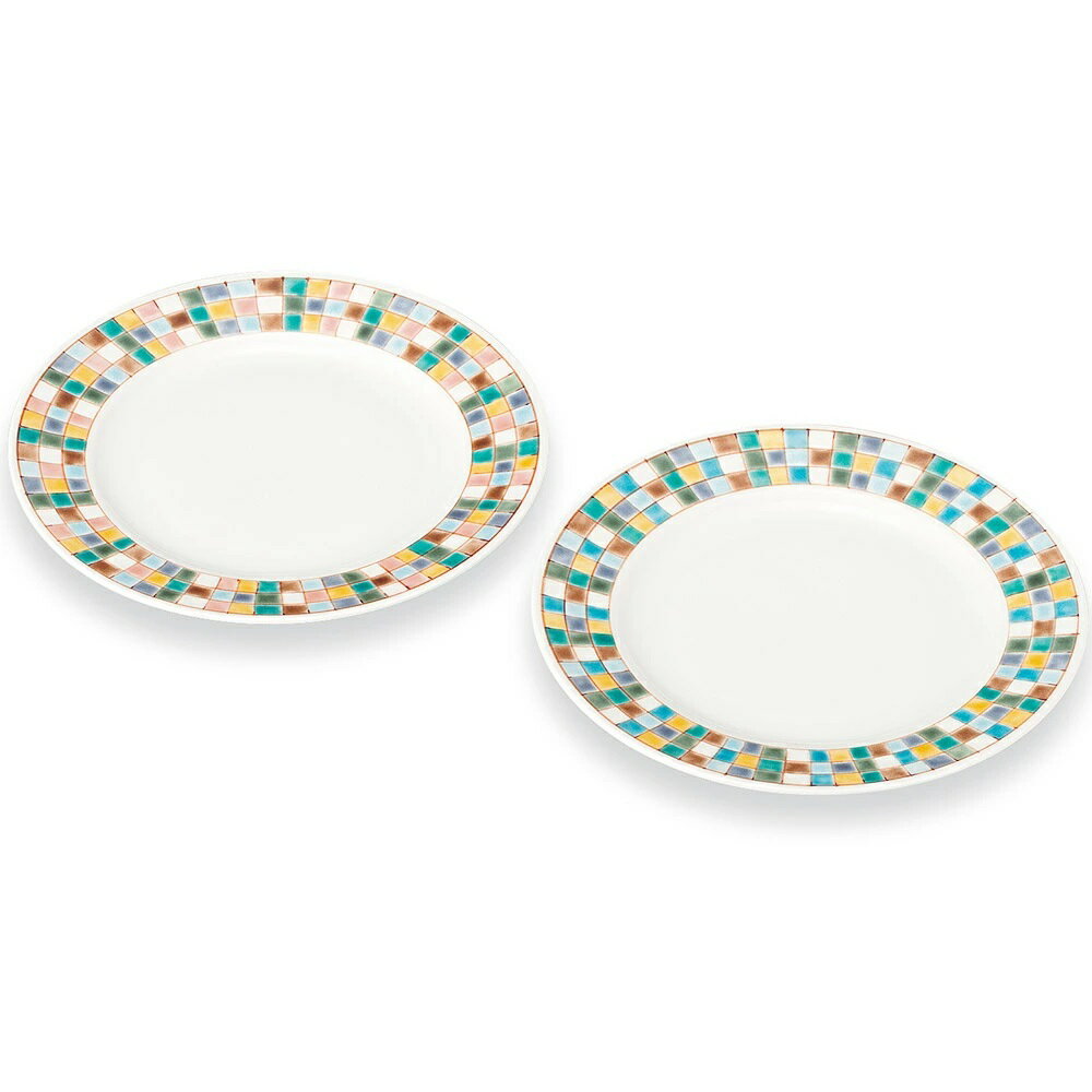 九谷焼 川合孝知 ペア6.5号皿 市松