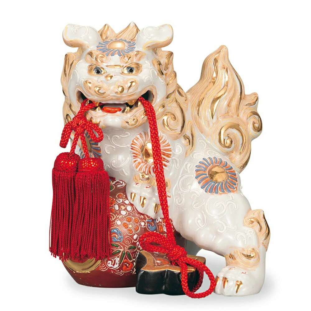 Rakuten - 九谷焼 6号小槌獅子 白盛