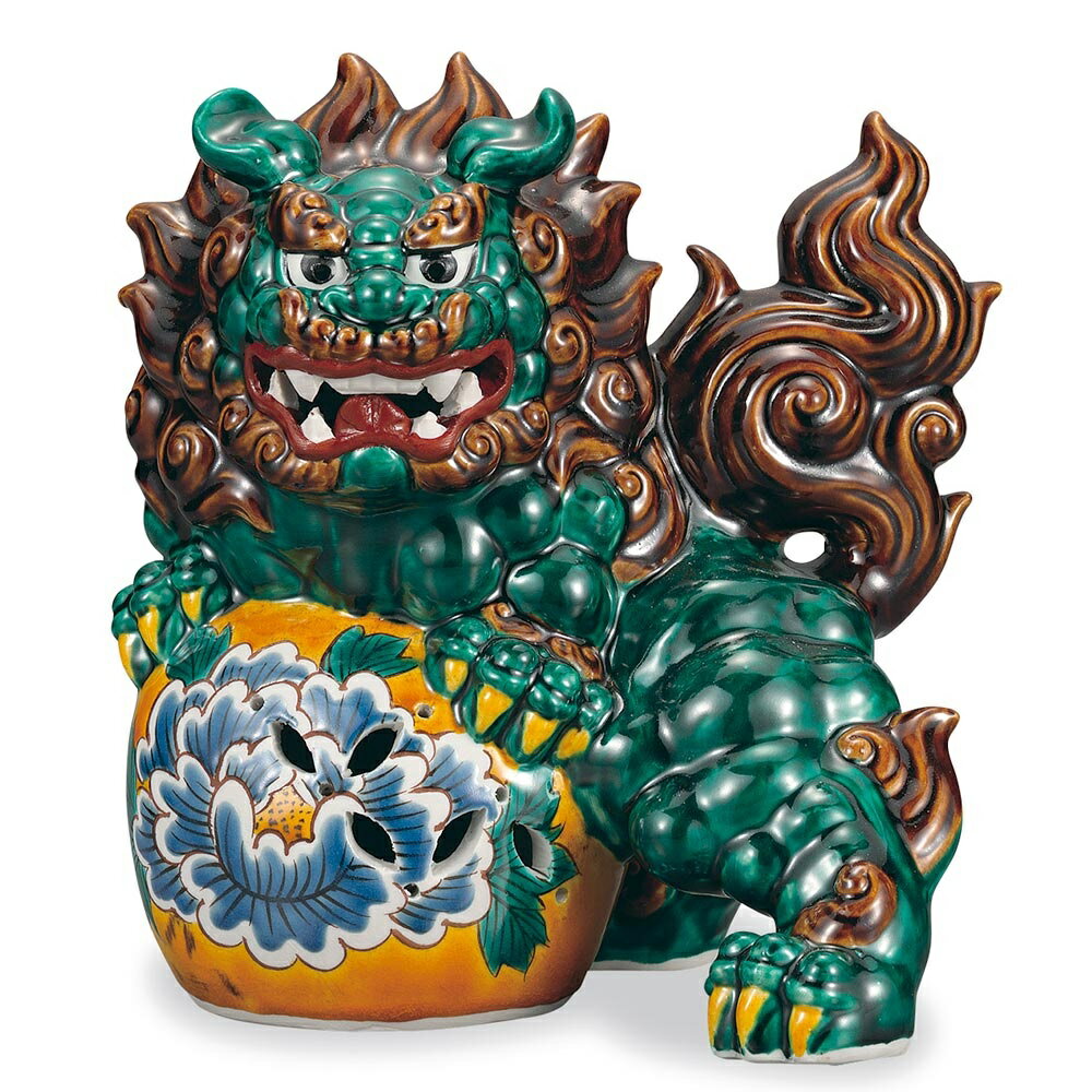 Rakuten - 九谷焼 8号立獅子 交趾