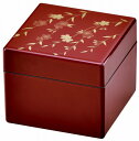 会津漆器 ミラー付姫ボックス さくら 内布貼り 朱/黒 (化粧BOX アクセサリーBOX)
