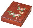 会津漆器 ケヤキ塗 葉書入 山茶花 (手描)<お祝い お返し 敬老の日 母の日 贈り物 ギフト人気>