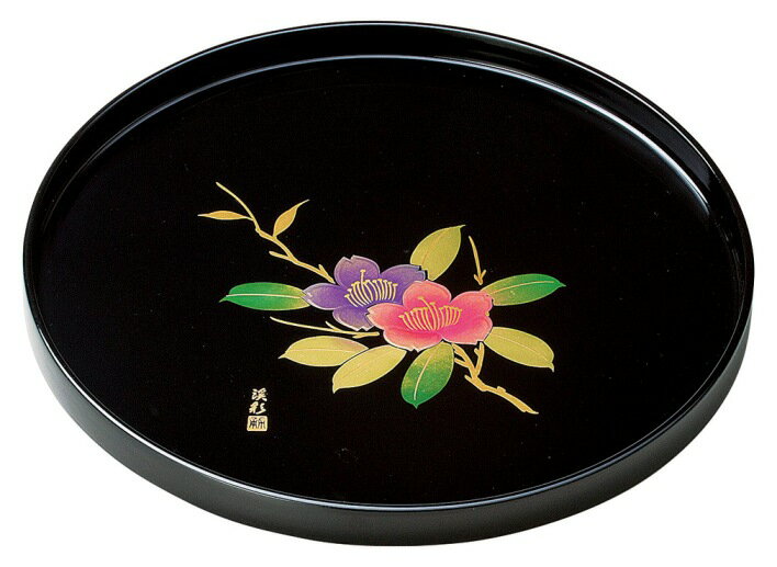 新品 漆器 木製 丸盆 漆塗り お盆 約直径30㎝ 高さ2㎝ おまけ付