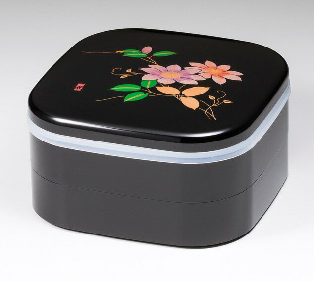 会津漆器　黒 7.2 クツワ オードブル 鉄線＜行楽　運動会　花見　お屠蘇　迎春　おせち　独楽　お祝い＞