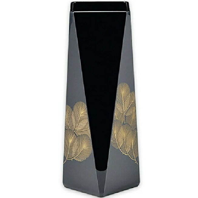 楽天七to八-Seven to eight-越前漆器・越前塗 雅乃 沈金松 花器 黒 （日展作家 冨田立山作） ガラス製落とし付