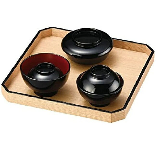 越前漆器・越前塗 雅乃 喰初膳 白木塗 タモ 黒内朱