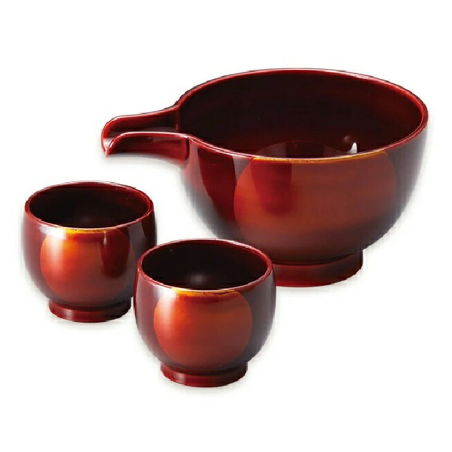 越前漆器・越前塗 雅乃 酒器揃(酒器・ぐい呑×2客) 日月白檀